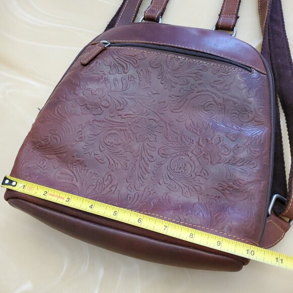 Jack Georges Voyager Floral Embossed Genuine Leather Backpack - Picture 10 of 16